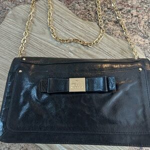Badgley Mischka Black Shoulder Bag with Gold Chain